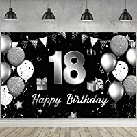Bandera de Fondo de Happy 18th Birthday Fondo de Fotografía Cartel Póster de Tela Extra Grande de Cumpleaños de 18 para…